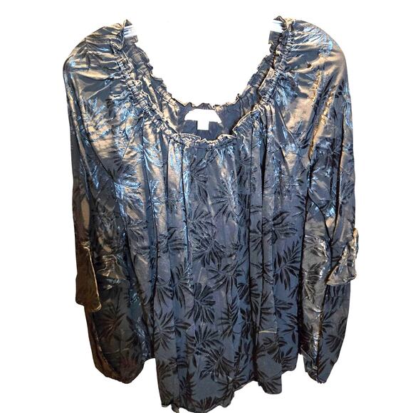 Michael Kors Large Black Women's Top Blouse Long Fan Sleeves Misses Size 12 14 L - Picture 2 of 9